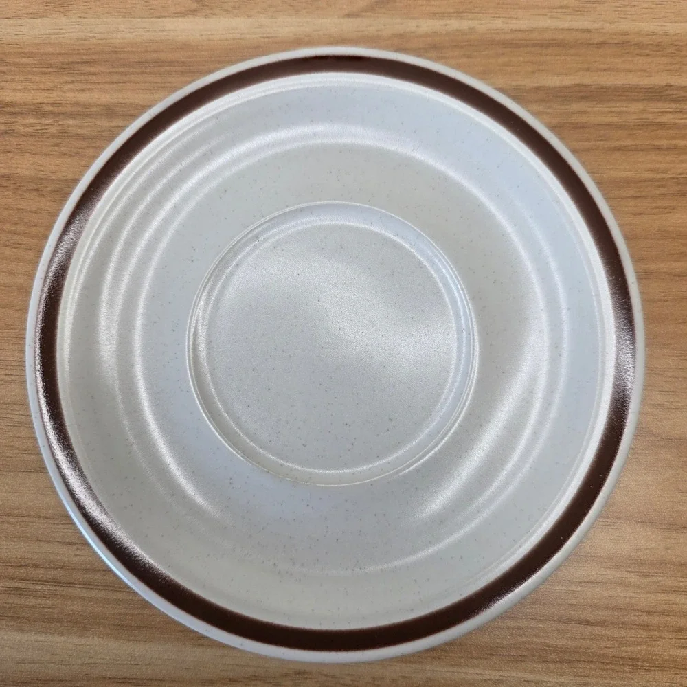 4 Vintage Woodhaven Collection Sandusky Saucers Stoneware Brown Band Japan